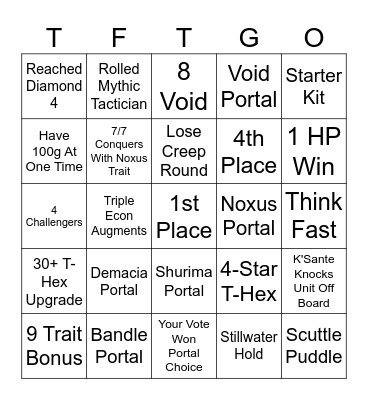 TFT100 Bingo | TTV Canadioryan Bingo Card