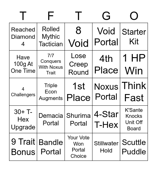 TFT100 Bingo | TTV Canadioryan Bingo Card