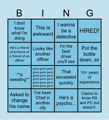 PD Interviews Bingo Card