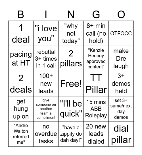 ATM Bingo Card