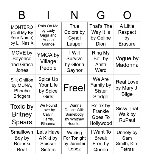 Drag Queen Singo - Round #3 and #4 Bingo Card