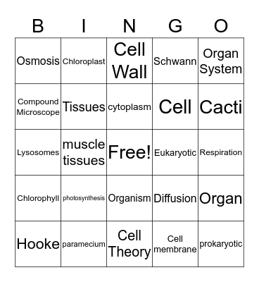 Living Organisms-Cells Bingo Card