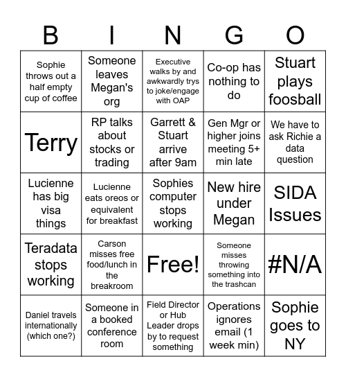 Tyler's Bingo Card