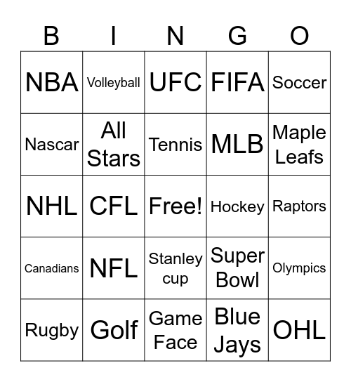 GAME ON SPORTS EDITION Bingo Card