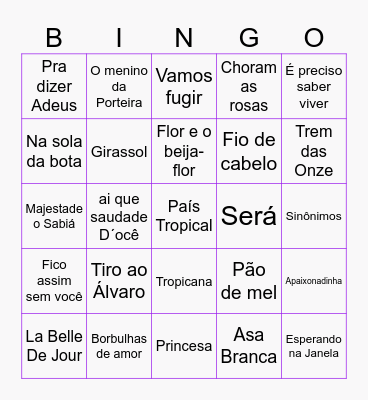 BINGO MUSICAL Bingo Card