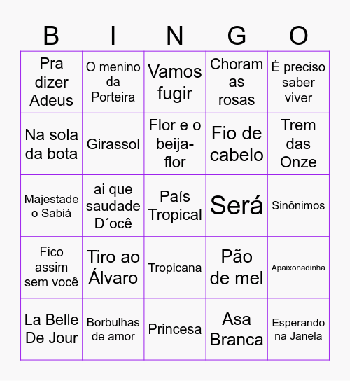 BINGO MUSICAL Bingo Card