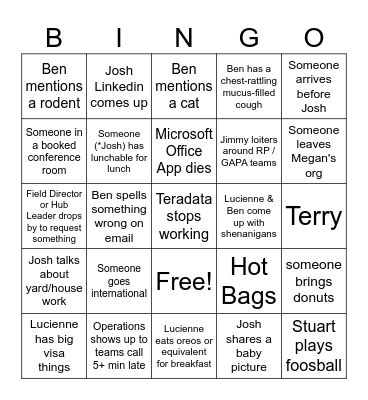 Brandon Bingo Card
