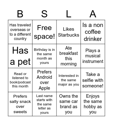 2023 BSLA Bingo Card