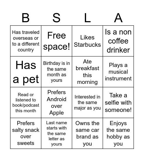 2023 BSLA Bingo Card