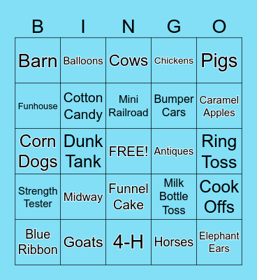 State Fair Bingo Card