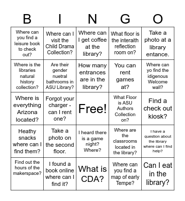 Passport at ASU Library 2023 Bingo Card