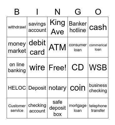 Bank Bingo Card