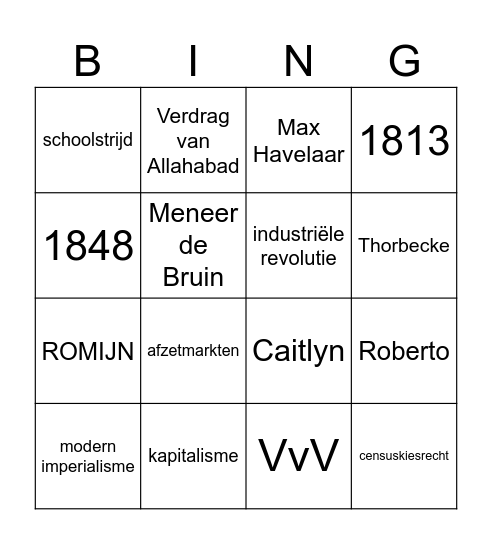 Toetsweek Juni Bingo Card
