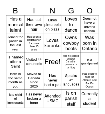 St. Basil's Volunteer Appreciation Bingo Card
