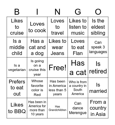 Find Someone Who.... Bingo Card