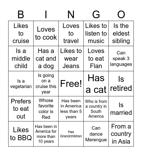 Find Someone Who.... Bingo Card