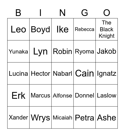 Nintenrock - Round 2 (Fire Emblem) Bingo Card