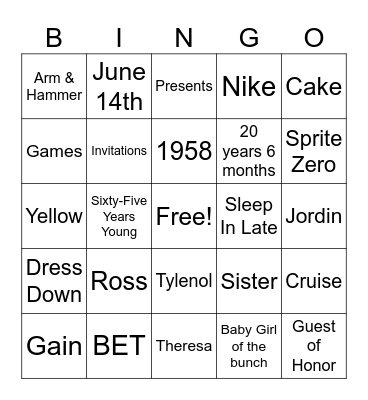 Lena T. Birthday BINGO Card
