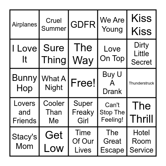 Spanklys Music Bingo 6/13/23 Bingo Card