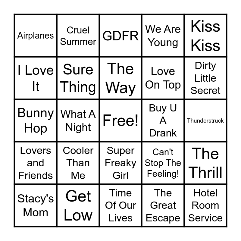 Spanklys Music Bingo 6/13/23 Bingo Card