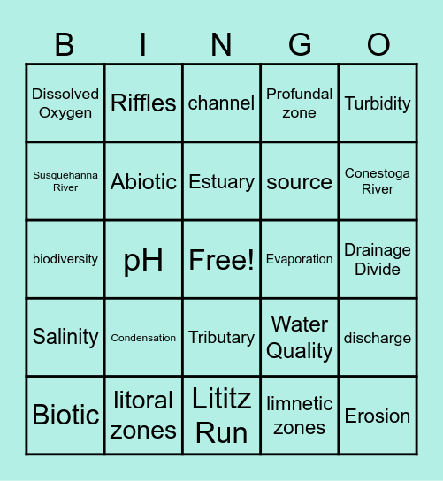 WATERSHED Bingo Card