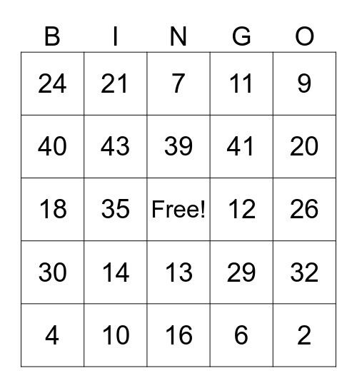 End of the Year Bingo Card