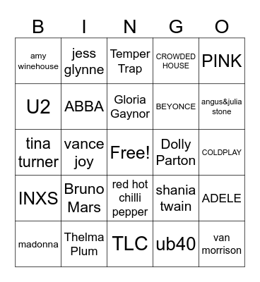 POPULAR SONGS Bingo Card