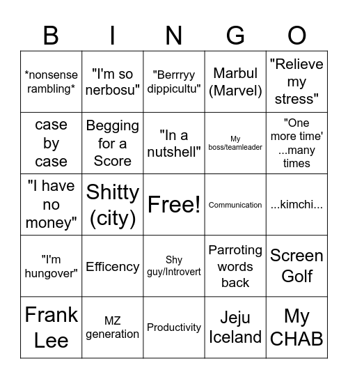 SPAKOR Bingo Card