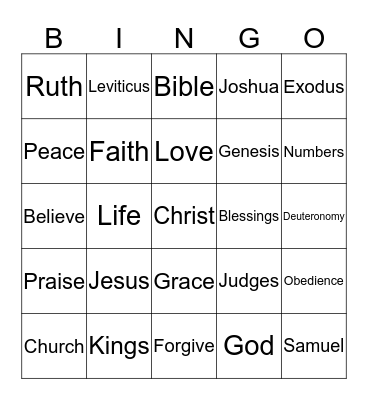 Torah Bingo Card