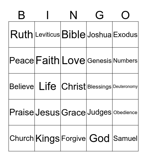 Torah Bingo Card