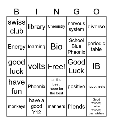 MPY5-11.2 Bingo Game Bingo Card