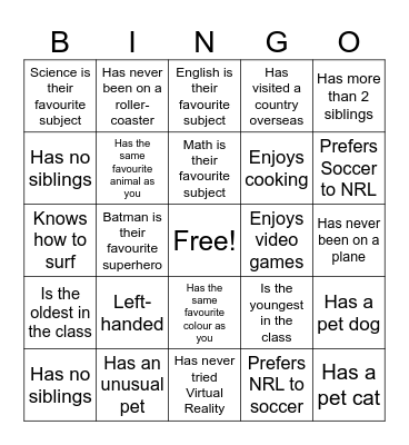 Data Collection Bingo Card