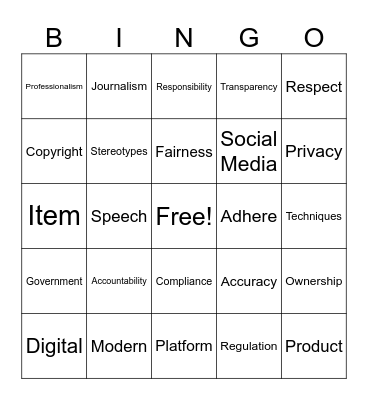 Unit 1 Bingo Card