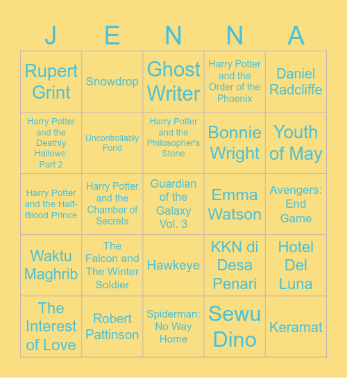 Jennaire Diah Bingo Card
