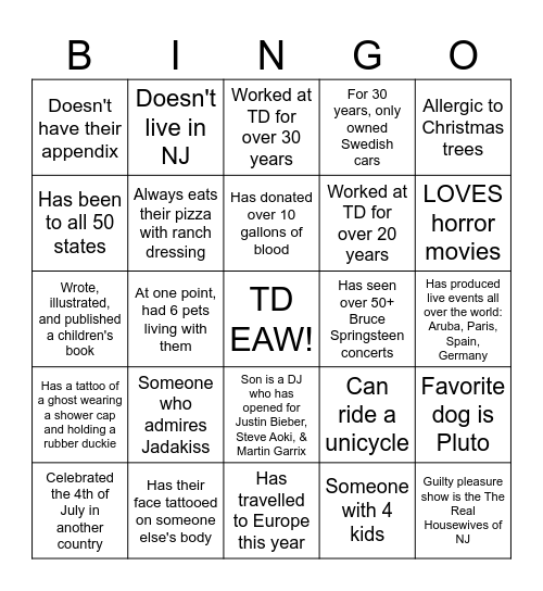 EAW Bingo -                          GOTTA FIND EM' ALL! Bingo Card