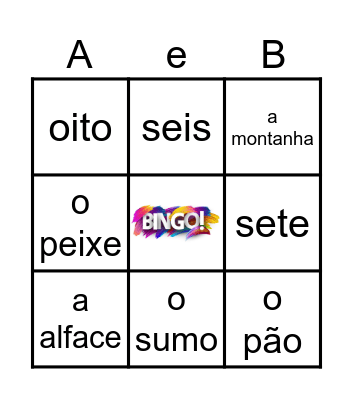Prova Final 2223 (1 ano) Bingo Card