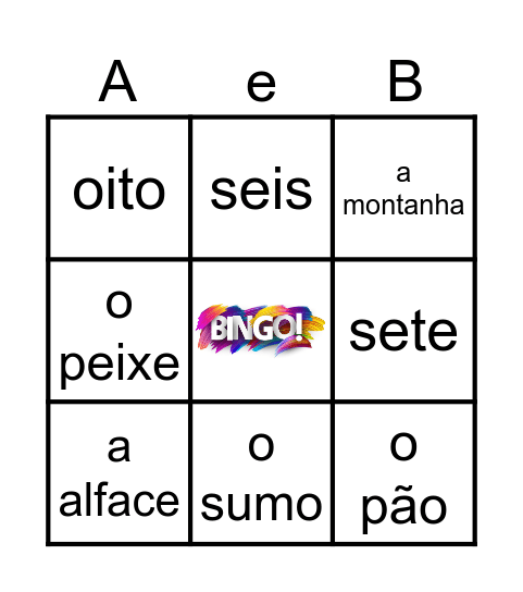 Prova Final 2223 (1 ano) Bingo Card