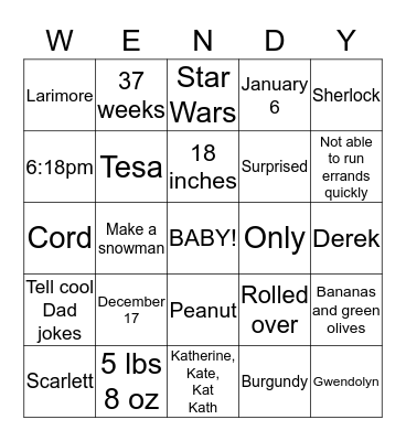 Welcome Katherine!! Bingo Card
