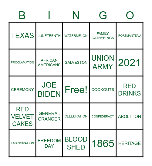 JUNETEENTH BINGO Card