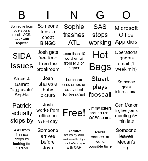 Ben's Bingo Card