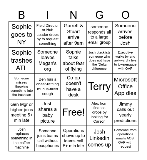 Lucienne's Bingo Card