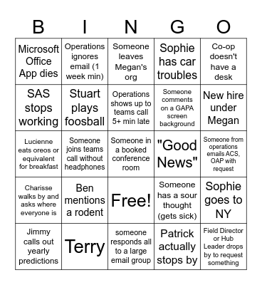 Josh's Bingo Card