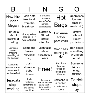 Katy's Bingo Card