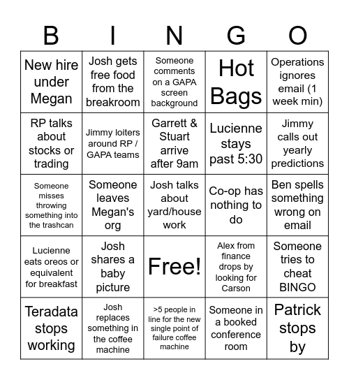 Katy's Bingo Card