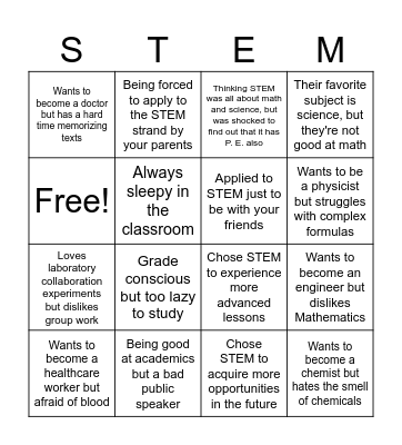 STEM Career Bingo Card