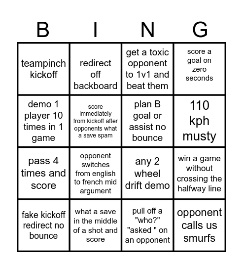 cum Bingo Card