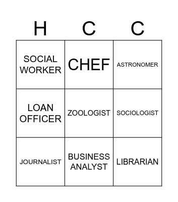 Career Term Bingo Card