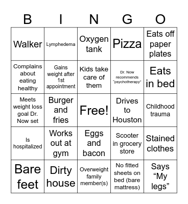 600 pound life bingo Card