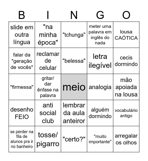 Bingo do Betão Bingo Card