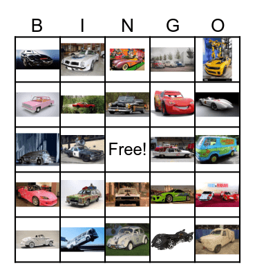 Famous Cars Bingo Card
